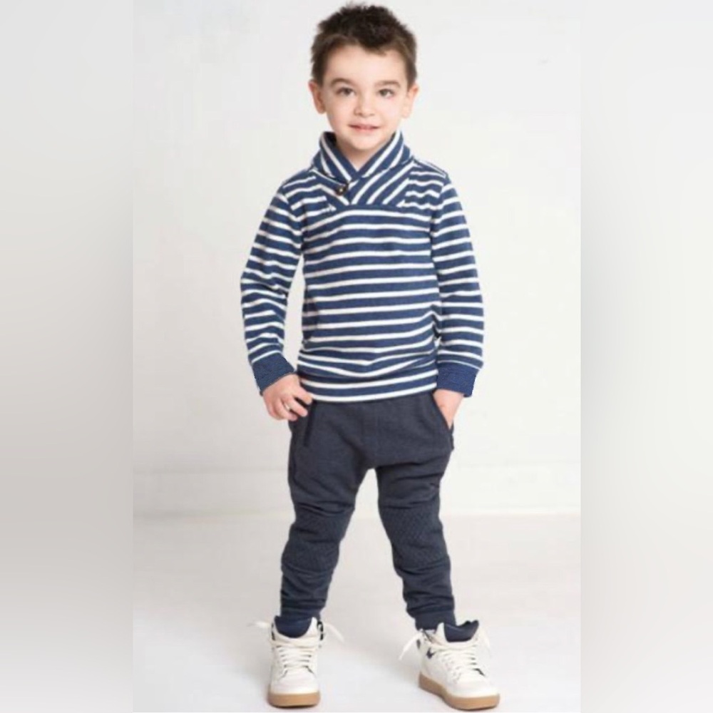 Striped  Shawl collar sweatshirt